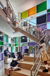Roosevelt Elementary stairwell and hallway © Robert Benson Photography