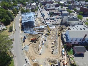 Aerial of Brightview Senior Living construction site in Wakefield, MA