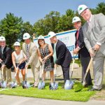 (l to r) - Tom Alexander – Endicott College Chairman of the Board, Brian Wylie, Endicott College Director of Athletics, Addie Weeks, Endicott College Class of 2014 & Women’s Hockey Alumna, Raymond J. Bourque, Christiana Bourque, Cleon Daskalakis, Celebrity Marketing Inc., Lee Dellicker, Windover Construction, Dr. Richard Wylie, Endicott College President Credit: Catherine Wechsler 