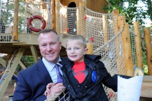 Ethan and Chris King, President and General Manager of Liberty Construction Services at the recent unveiling of the treehouse.