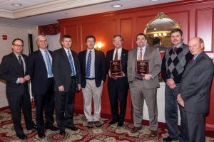 (l-r) Dana Huff (Vice President, Tighe & Bond), Paul Malmrose (Vice President, Tighe & Bond), David Pinsky (President and CEO, Tighe & Bond), Joe Bragaw (Department of Public Works Director, East Lyme), Senator Paul Formica (Former First Selectman of East Lyme and now State Senator for 12th District), George Kansas (Project Manager, Tighe & Bond), Brad Kargl (Municipal Utility Engineer, East Lyme), Paul Schmidt (Past President of ACEC/CT).