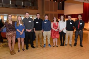 Winners: Hannah Cheneau, Kara Ammon, both from ConVal Regional High School Peterborough; Phil Martino, JT Cloutier, and Jarod Redfield, Monadnock Regional High; Brenna Whitney, Lindsay Woodward, and Hayden Pavao, Pinkerton Academy, Derry; and Patrick Chan, Salem High School. Missing from the photo was Giuseppe Puglisi of Pinkerton Academy.