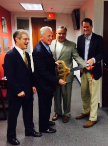 (l-r) KBE Vice President of Business Development Allan Kleban, Norwalk Mayor Harry W. Rilling, KBE President, CEO, and principal owner Mike Kolakowski, and Congressman Jim Himes at the Sept. 15 ribbon-cutting for KBE’s Norwalk, CT office at 200 Connecticut Ave., Ste. 5J. 