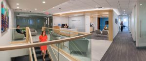 Robinson+Cole’s new conference center with reception area is the showcase of the office