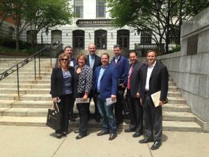 (Front Row: l-r) Lisa Podgurski – IBEW 103/NECA Boston, Former State Rep Maryanne Lewis, Christopher Sheldon – Southern Light Solar, Michael Morris – Beacon Strategies, Larry Aller –Next Step Living (Top row : l-r) Rob Brouillard – Mass Electric Construction, John Gill – All-Pro Electric, John Gallagher – Sullivan and McLaughlin Companies