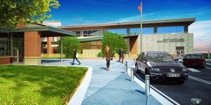 Exterior of North Middlesex Regional High School Illustration courtesy of Symmes Maini & McKee Associates