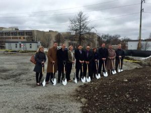 (l-r) Jenna Gerstlauer, SoundMark Partners; Patrick Keefe, First Niagra, Michael Liu, of the Architectural Team; Rebecca Mattson, Sagebrook Development; Malden Mayor Gary Christenson, Malden City Councilor Neal Anderson; Debbie Burke of MRA; Ben Raymond, Candlewood Paraatner; Jim DiGiorno, Rubicon; and Brian Barringer, Whitewood Ventures