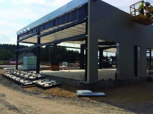 Steel Erection at the new Autoserv Dealership Showroom in Belmont, NH