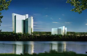 VIew of Mohegan Sun Sky Hotel and Earth Hotel  ©KPF Associates