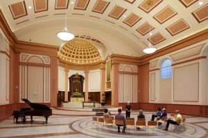 Group meeting in cathedral/Bruce T. Martin Photography