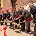 L-R: Allen Chin, President, Chinese Economic Development Council, Inc.; Christopher Scarvalas, Project Executive, Consigli Construction Co., Inc.; Matthew Consigli, Vice President, Consigli Construction Co., Inc.; Dr. Edward T.T. Chaing, Chairman of the Board, Chinese Economic Development Council, Inc.; Martin J. Walsh, Mayor, City of Boston; Bill Linehan, President, Boston City Council; Aaron Michlewitz, State Representative, Commonwealth of Massachusetts; Chiaming Sze, Principal Chia-Ming Sze Architect, Inc.