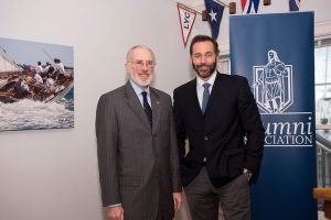 (l-r) Roger Williams University President Donald J. Farish with TRAC founder and president Bill Tracy ’00 