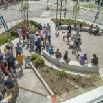 UCU’s public plaza features granite benches, multiple garden beds, and a Schoodic Symposium sculpture by Teng Shan Chi, called “Dragon.”