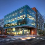 225 Binney Street at dusk